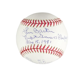 Len Barker Autographed Inscribed With Hand Drawn Line Score From Perfect Game